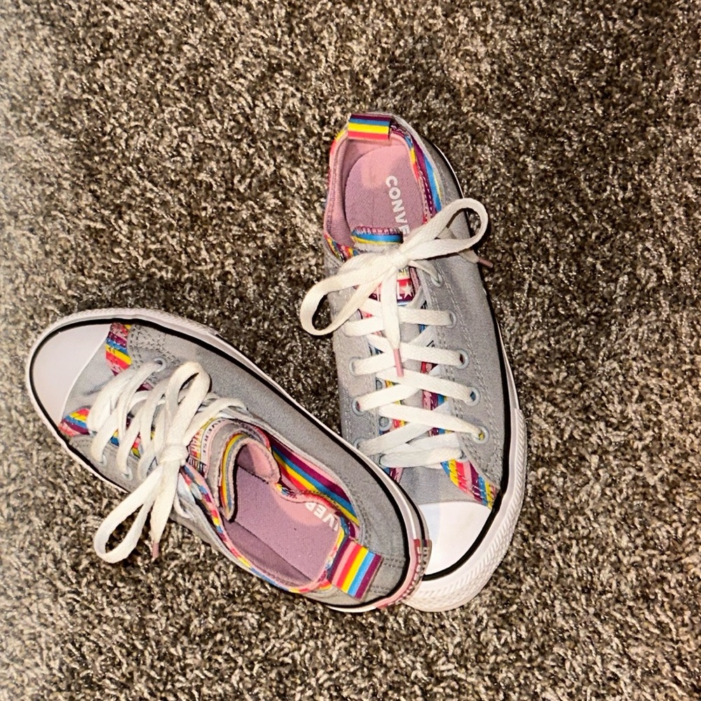 Converse All Star Wolf Gray Rainbow Stripe Sneaker Big Girl | 4